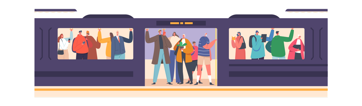 Passengers in Underground Metro Illustration