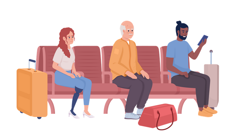 Passengers sitting in waiting place  Illustration