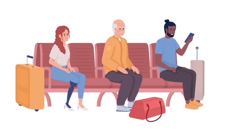 Passengers sitting in waiting place  Illustration