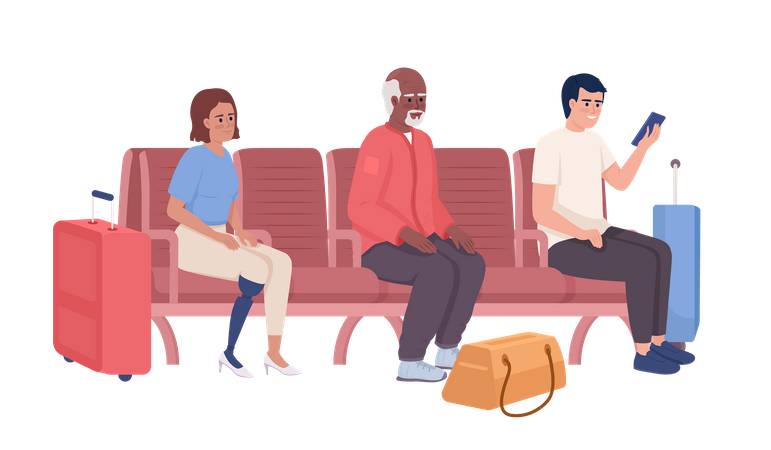 Passengers spending time in airport lounge  Illustration