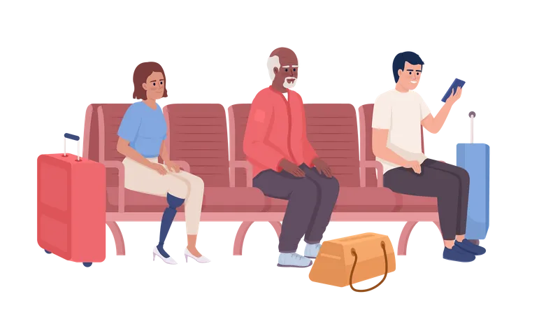 Passengers spending time in airport lounge  Illustration