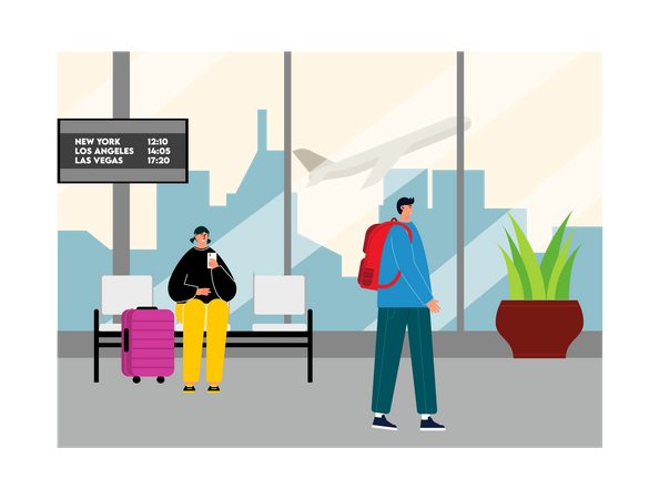 Passengers waiting at airport  Illustration