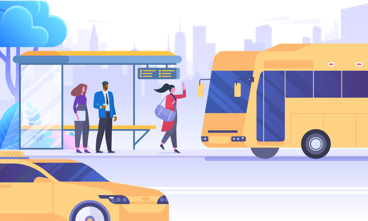 Passengers waiting for bus  Illustration