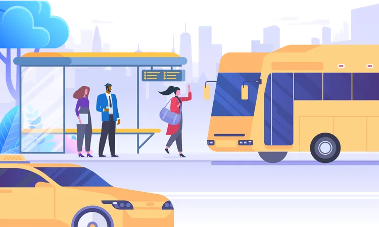 Passengers waiting for bus  Illustration