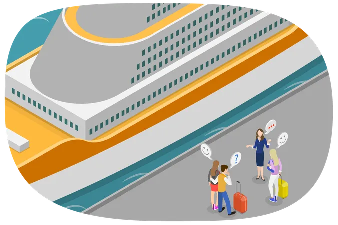 Passengers with Baggage Walking in Deck  Illustration