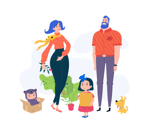 La famille passe du temps ensemble  Illustration