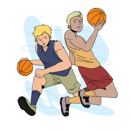 Passing basketball players  Illustration