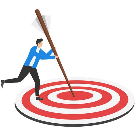 Passionate businessman using arrows to achieve goal  イラスト