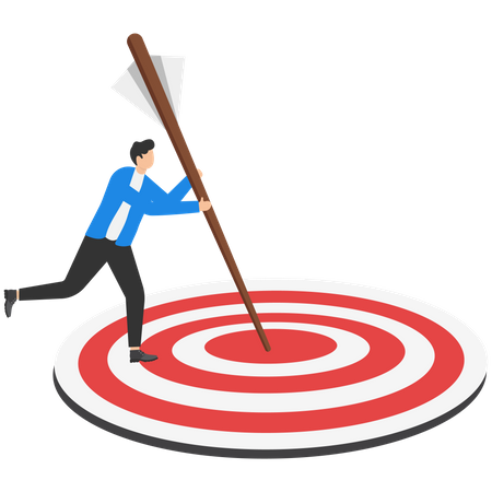 Passionate businessman using arrows to achieve goal  Illustration