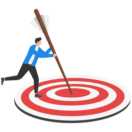 Passionate businessman using arrows to achieve goal  Illustration