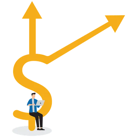 Passive income growth earned by businessman  Illustration