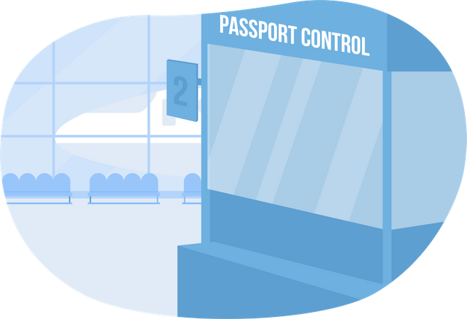 Passkontrolle am Flughafen  Illustration