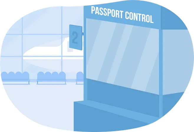 Passkontrolle am Flughafen  Illustration