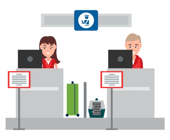 Passport Checking Counter  Illustration