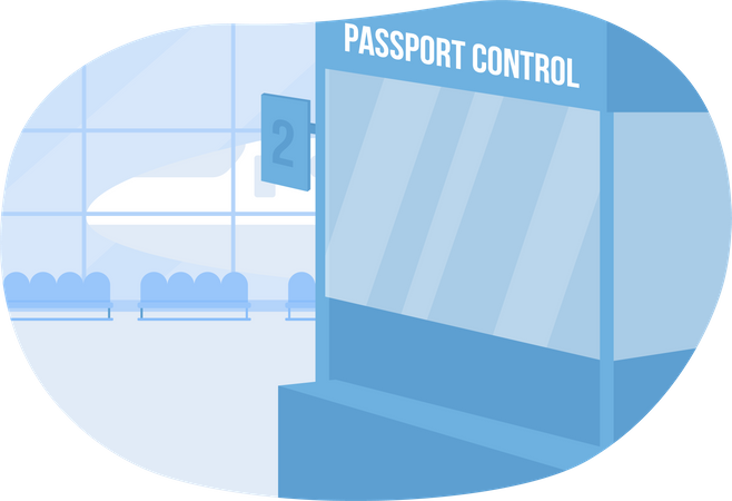 Passport control in airport Illustration