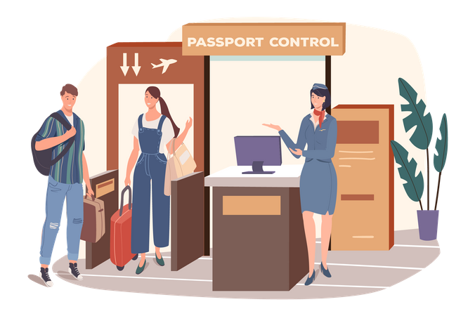 Passport Control Terminal Illustration