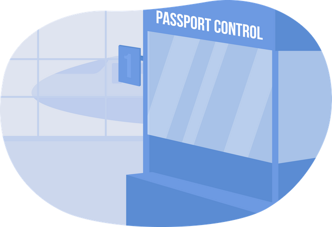 Passport control window Illustration