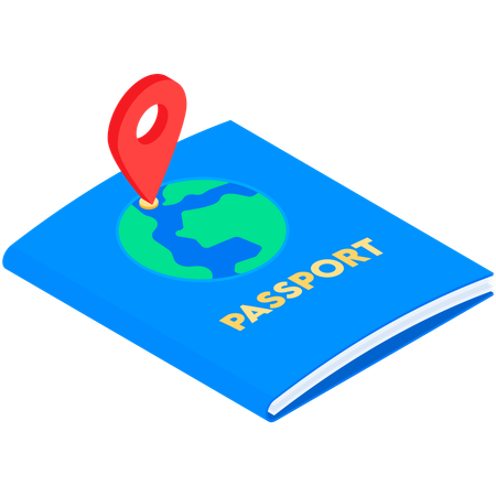 Passport with Location Pin  Illustration