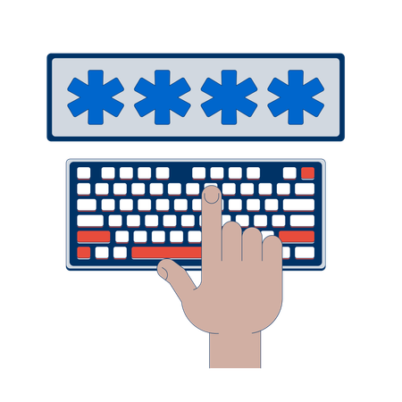 Password entry on keyboard  Illustration