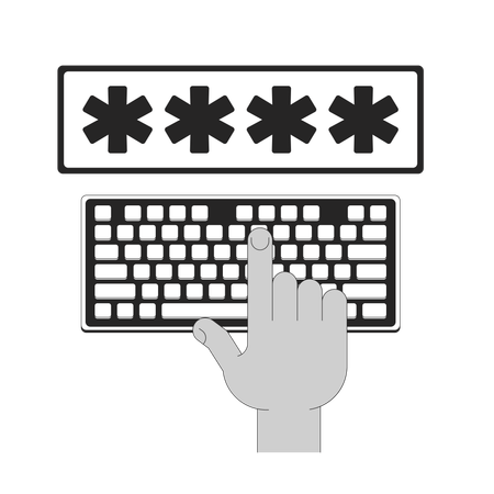 Password entry on keyboard  Illustration