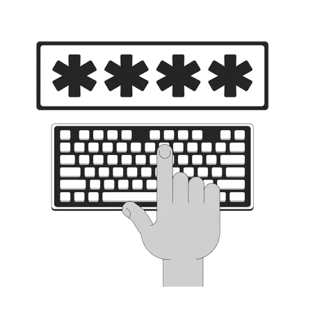 Password entry on keyboard  Illustration