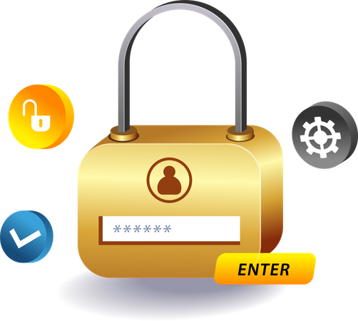 Password padlock digital data security  Illustration