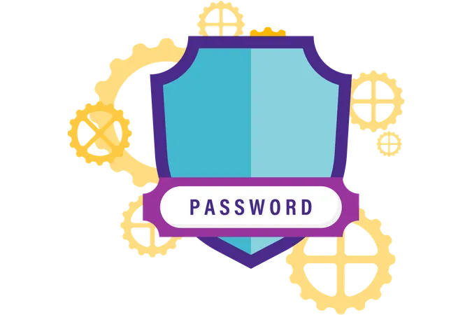 Password security and shield  Illustration