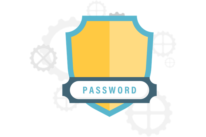 Password security and shield  Illustration