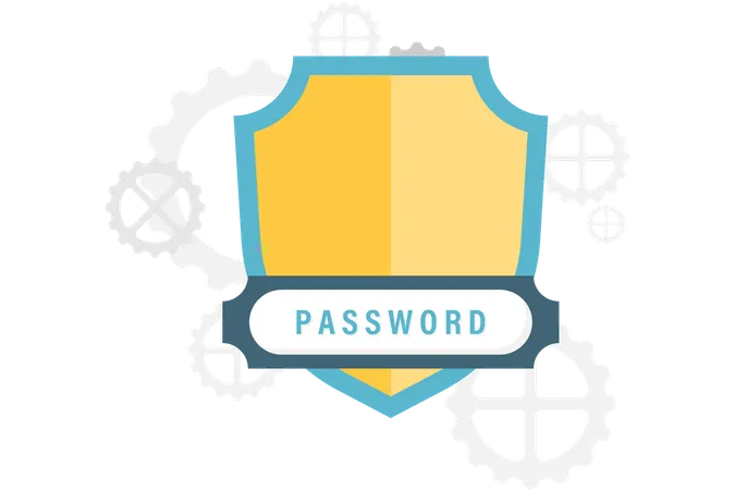 Password security and shield  Illustration