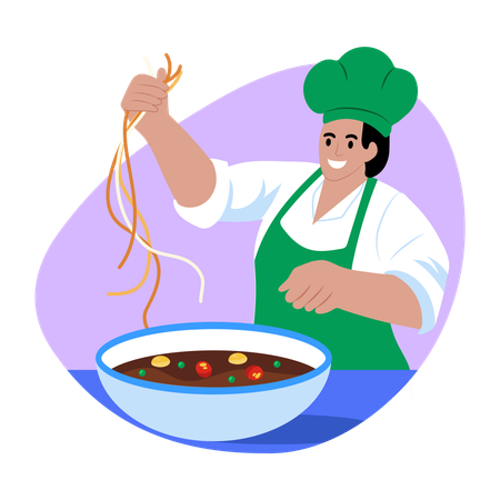 Pasta chef making pasta  Illustration