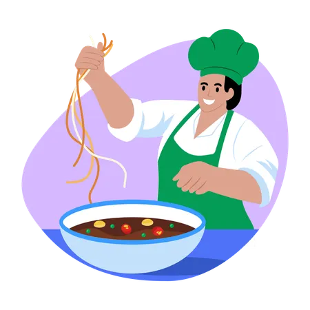 Pasta chef making pasta  Illustration