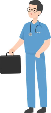 Médico segurando maleta  Ilustração