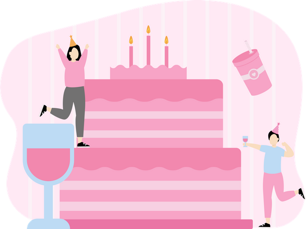 Pastel de celebración de cumpleaños  Ilustración
