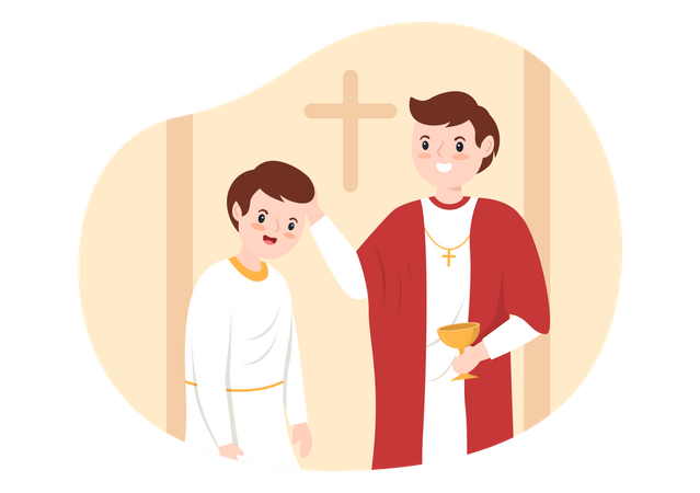 Pastor dando bênçãos ao menino  Ilustração