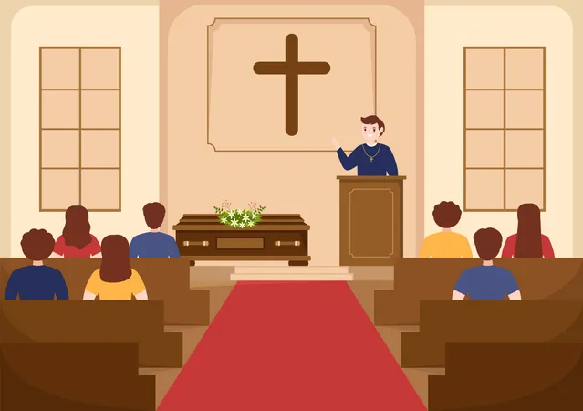 Pastor giving sermon of god in cassock Illustration