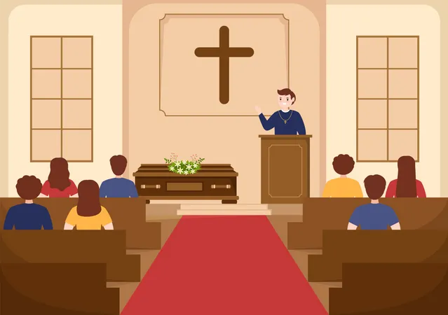 Pastor giving sermon of god in cassock  Illustration