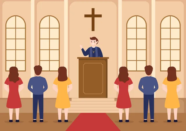 Pastor guiding community Illustration