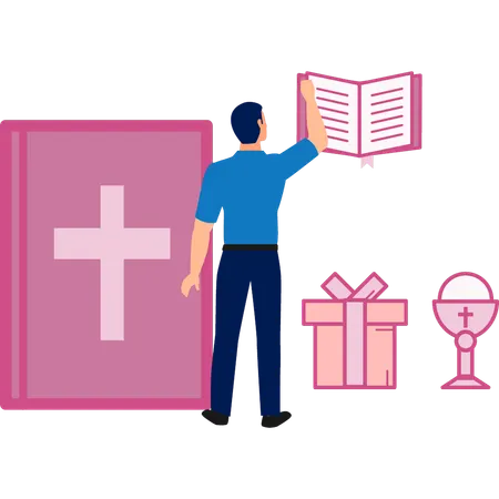 Pfarrer hält Predigt über Gottes Soutane  Illustration