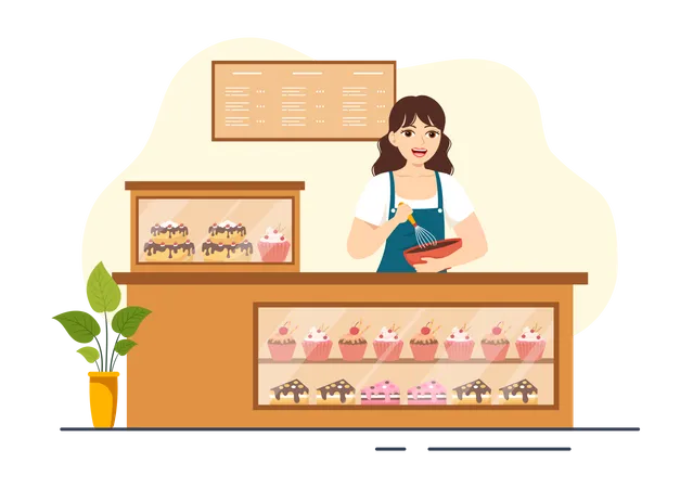 Pastry Shop Interior  Illustration