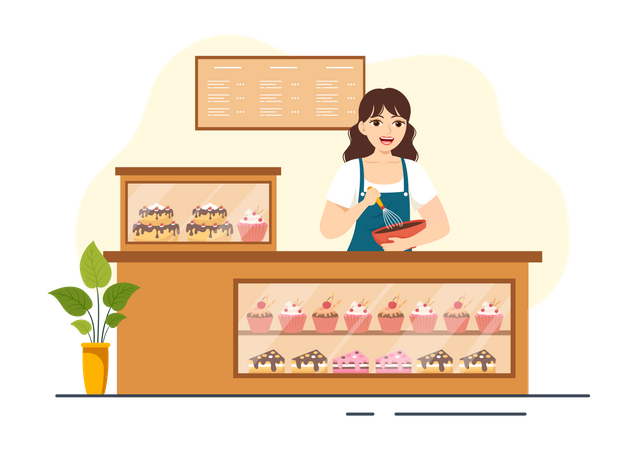 Pastry Shop Interior  Illustration