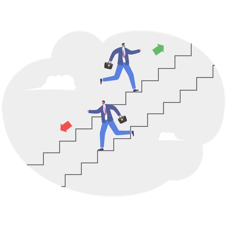 Path of ups and downs of business person  Illustration