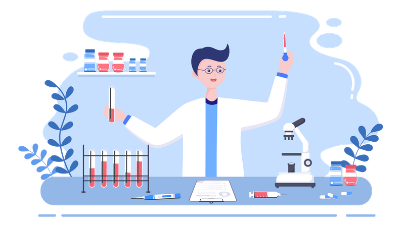 Pathologe macht Blutuntersuchung  Illustration