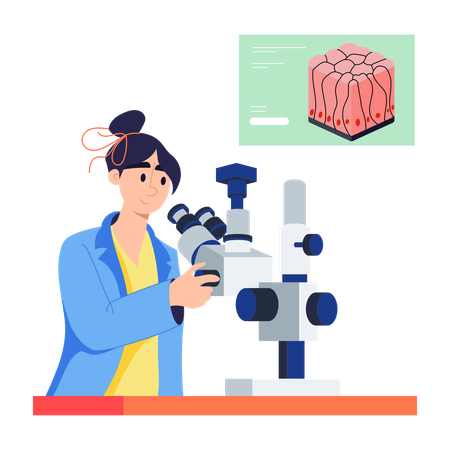 Un pathologiste vérifie des échantillons de sang  Illustration