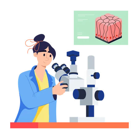 Un pathologiste vérifie des échantillons de sang  Illustration