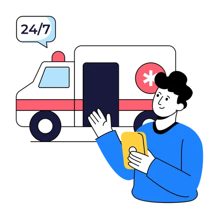 Patient admitted in Ambulance  Illustration