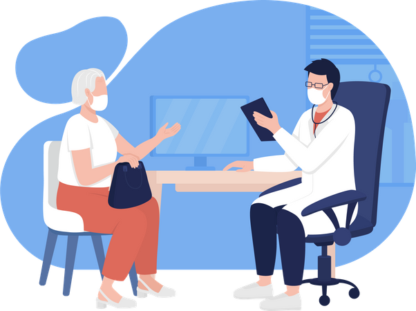 Patient and physician meeting Illustration