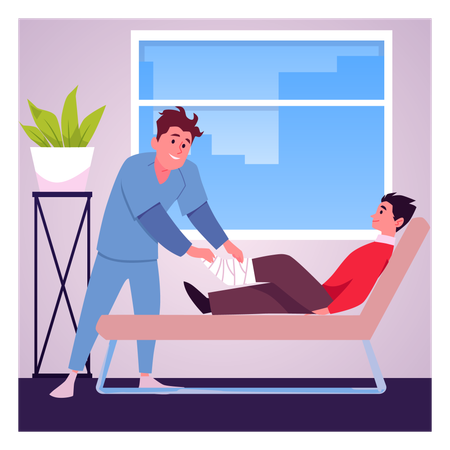 Patient at an appointment with an orthopedist  Illustration