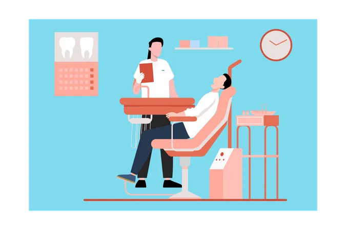 The Patient Is At The Dentists Clinic For Treatment Illustration