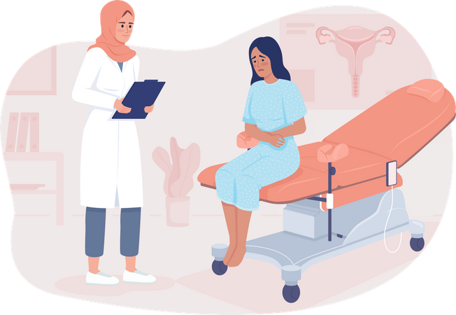 Patient at gynecologist appointment  イラスト