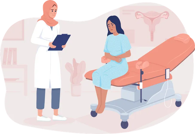 Patient At Gynecologist Appointment 2 D Vector Isolated Illustration Healthcare Flat Characters On Cartoon Background Women Health Colourful Editable Scene For Mobile Website Presentation Illustration